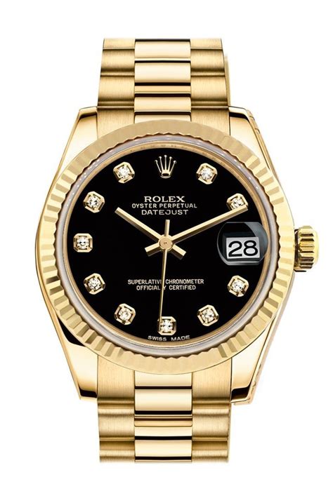 rolex 31mm with diamonds every 5 min black face|Rolex datejust 31 mm.